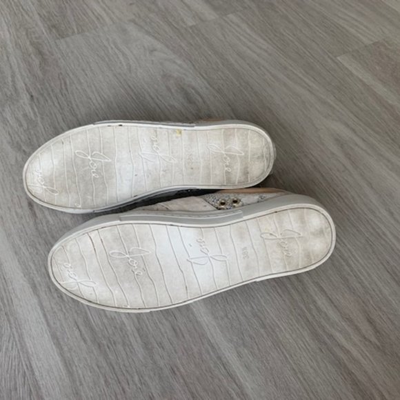 Joie Leather Suede Snakeskin Effect Low-Top Sneakers Sz 8,5 - Picture 12 of 13